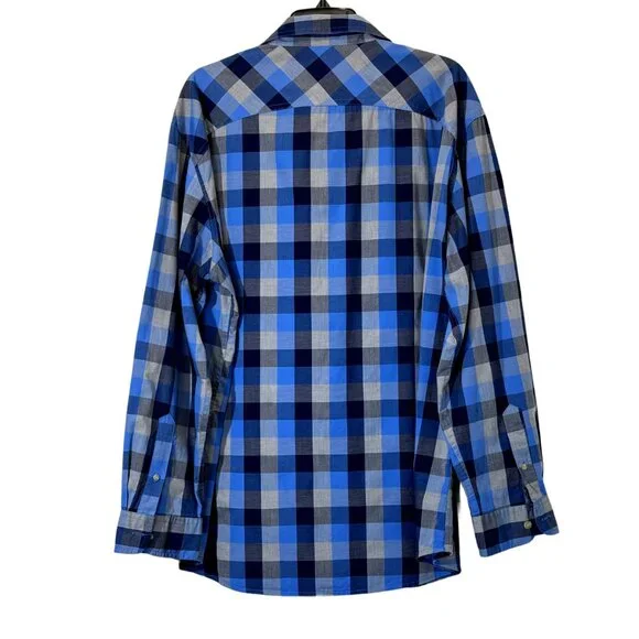 Men's Blue | Black Plaid Shirt Size XL - Picture 3 of 4